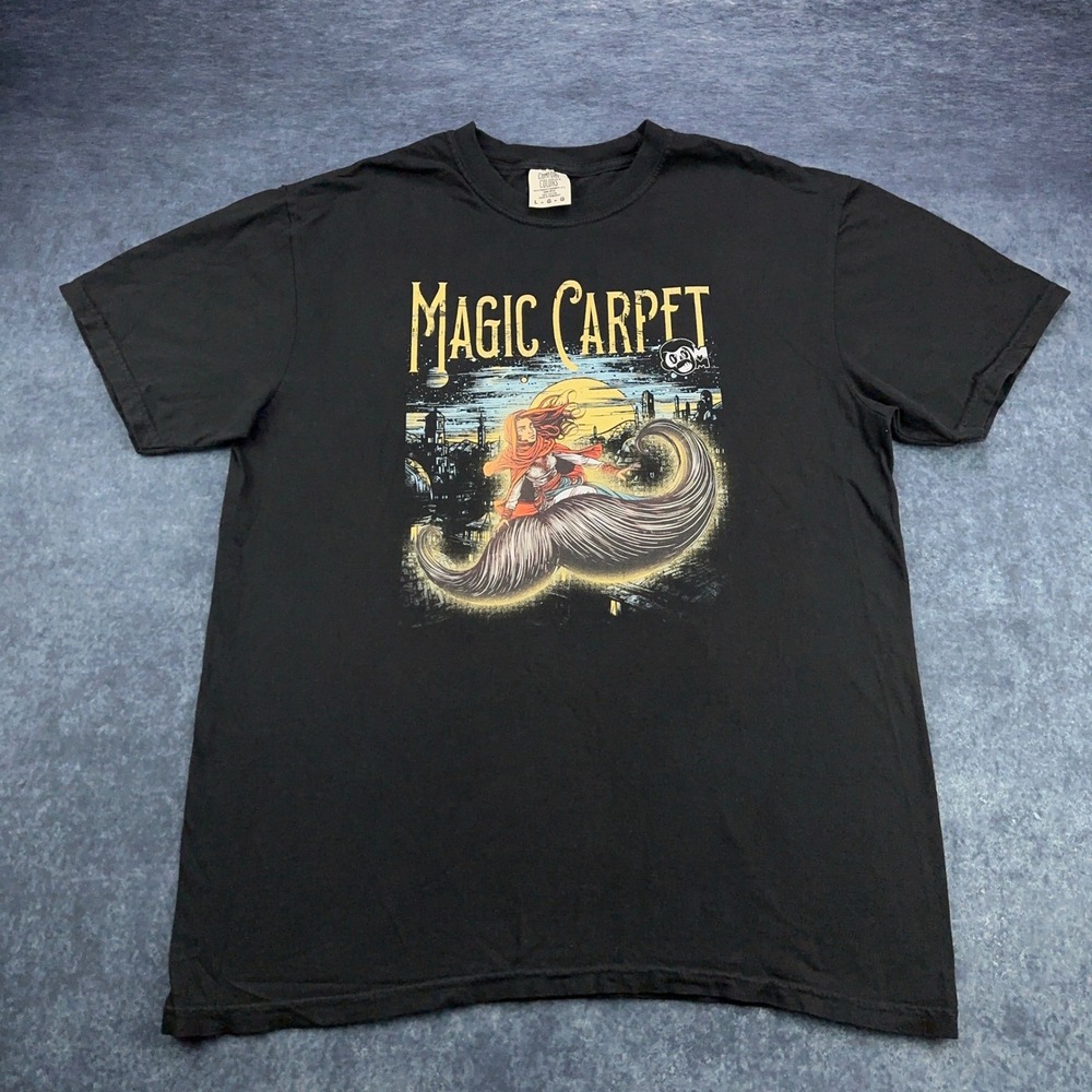 Comfort Colors Magic Carpet Mustache Graphic T-Shirt Black Mens Large